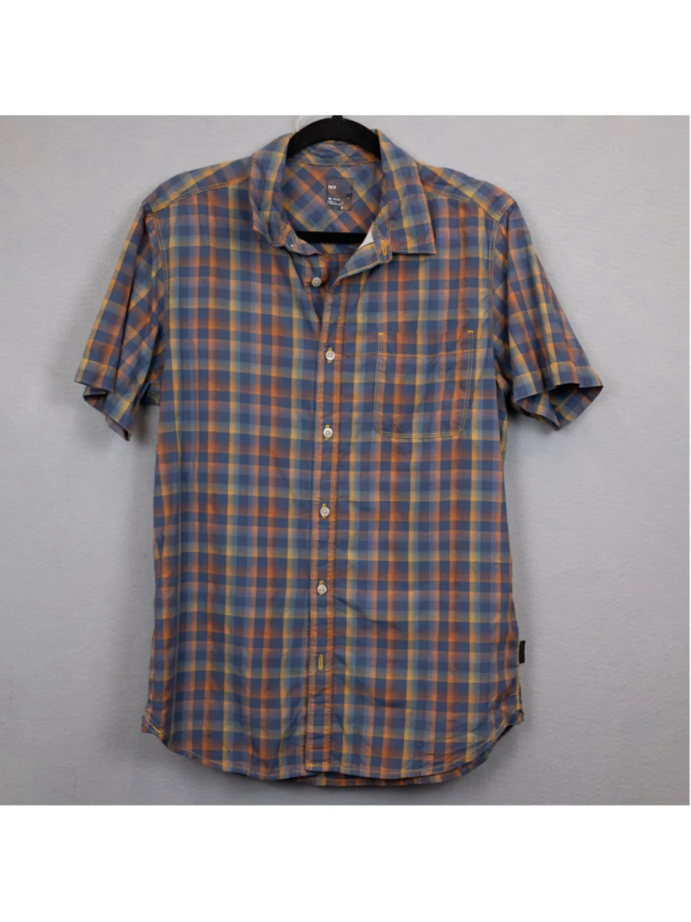 The North Face Getaway blue orange plaid short sleeve shirt-M